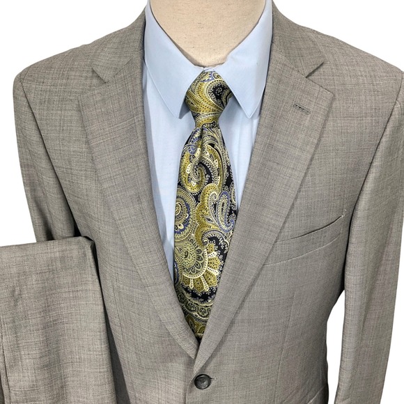 Pronto Uomo Mens 40L 34W Gray Executive Minimalist 2 Button Double Vent 2 pc